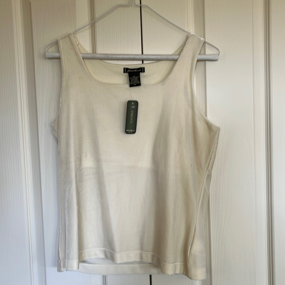 Cream velour camisole top with bralette inside.